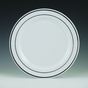 7.5" WHITE PLATE SILVER TRIM