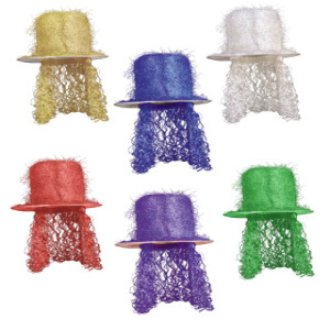 TINSEL TOP HAT W/CURLY WIG