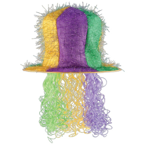 TINSEL TOP HAT W/CURLY WIG