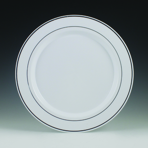 10.25" WHITE PLATE SILVER TRIM