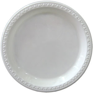 9" WHITE PLASTIC PLATE